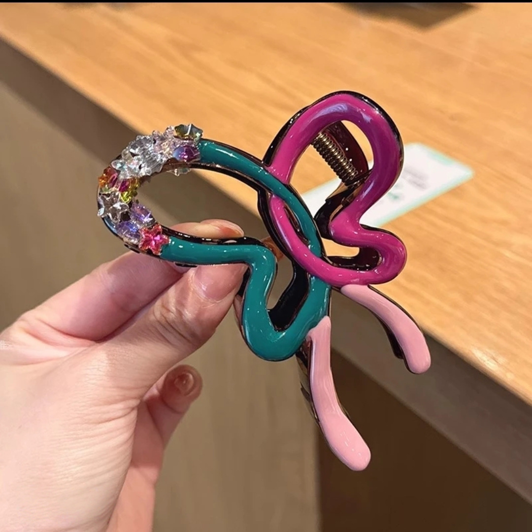 Rhinestone color block butterfly