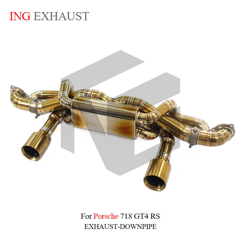 Titanium exhaust pipe with valve for Porsche 718 GT4 RS 4.0L