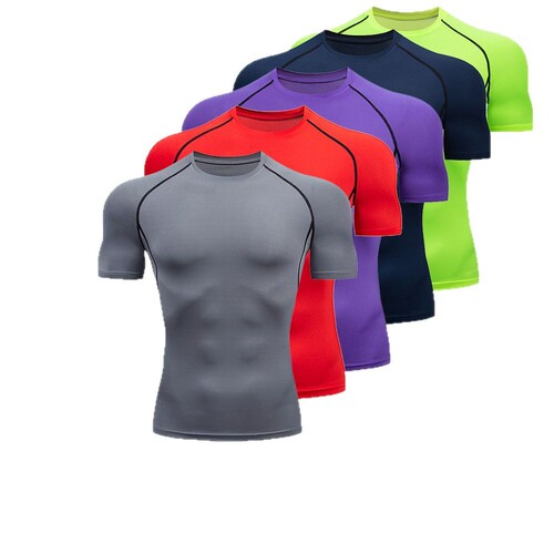 Source Factory Shaping clothes Men's quick-drying casual top Cross-border fitness short-sleeved T-shirt sportswear compression