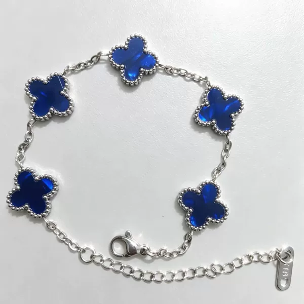 Factory Direct Sales Fashionable and High-End Lucky Four-Leaf Clover Five-Flower Bracelet for Women Stainless Steel Mother-Of-Pearl Bracelet