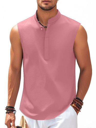European and American Men's Vest Shirt, Stand-Neck Half-Button Shirt, Pineapple-Plaid Shirt, Men's Casual Shirt Top—Wholesale