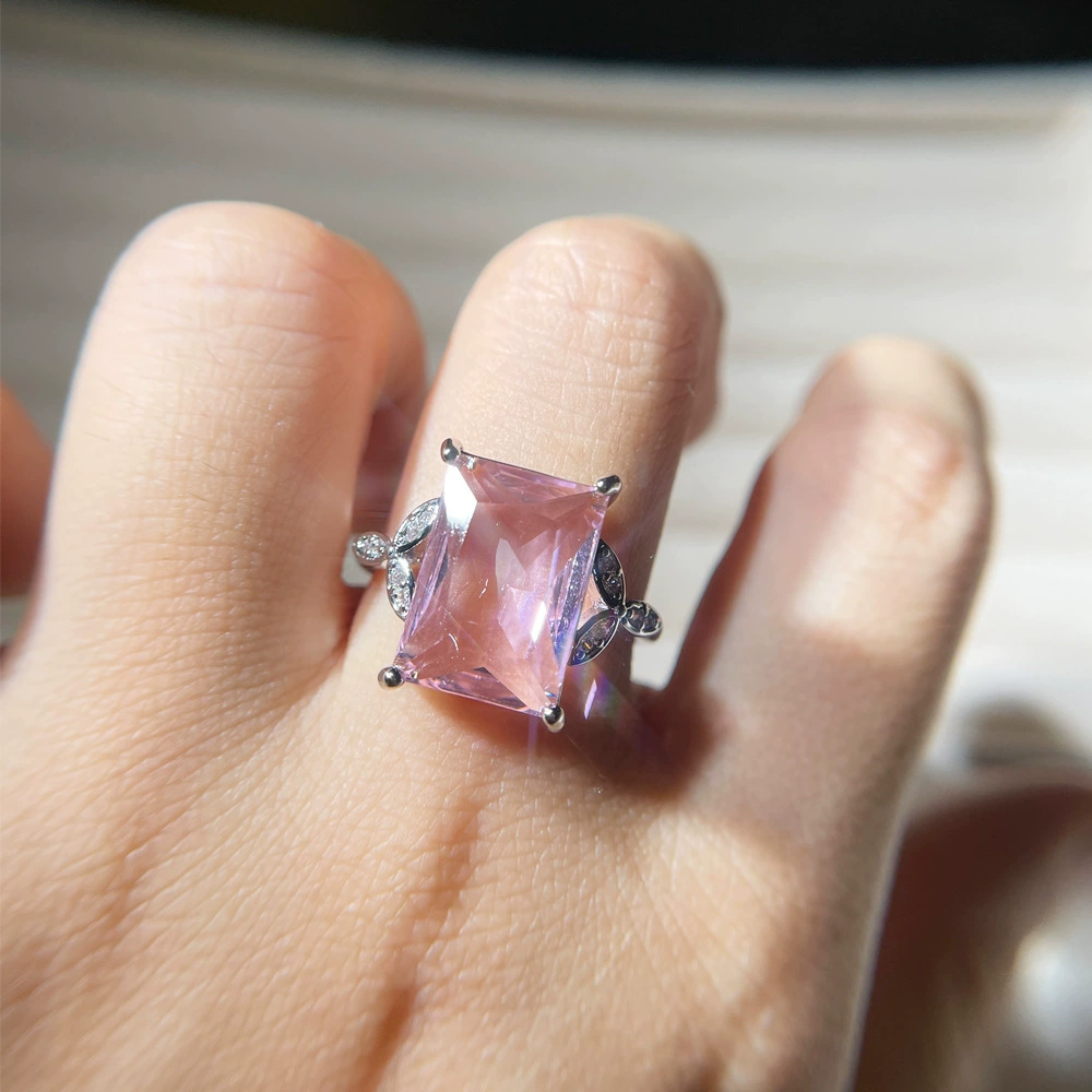 Creative fashionable rectangular zirconium, wedding ring, jewelry, European style