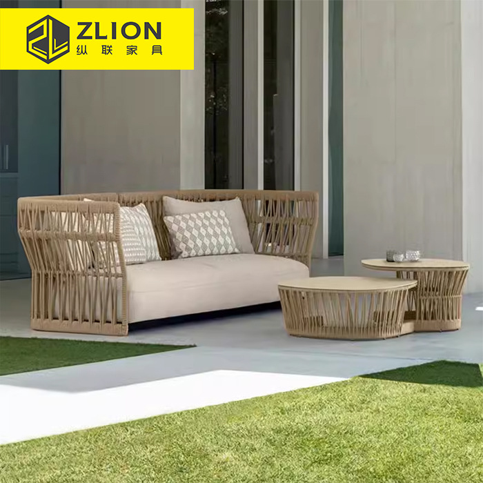 Jardín al aire libre nórdico patio sofá de ratán terraza villa al aire libre muebles impermeables casa de familia patio sofá de ocio