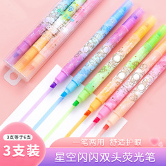 Cross-border new style starry glitter highlighter, shimmering color marker pen, diary pearl shimmer glitter DIY highlighter, painting pen
