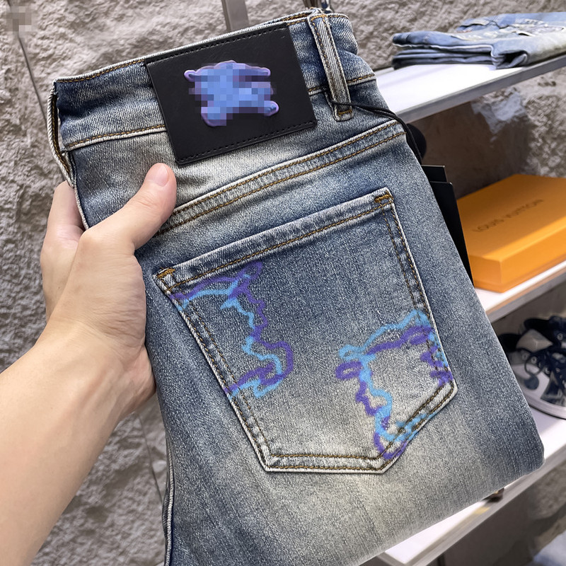 Guangzhou Men's Jeans Autumn and Winter Thick Korean Version Stretch Slim Fit High-Quality European Brand Trendy Cross-Border Trade Guangzhou Men's Jeans Autumn and Winter Thick Korean Version Stretch Slim Fit High-Quality European Brand Trendy Cross-Border Trade