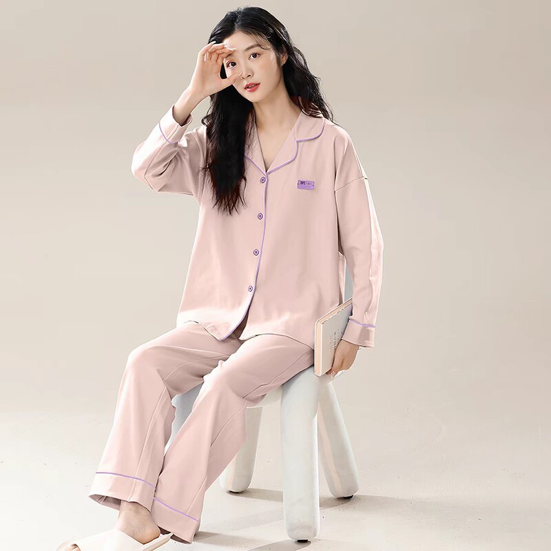 [Xinjiang Cotton] Pure Cotton Pajamas for Women 2026 Spring and Autumn Set Simple Solid Color Loose-Fitting Home Wear Two-Piece Set