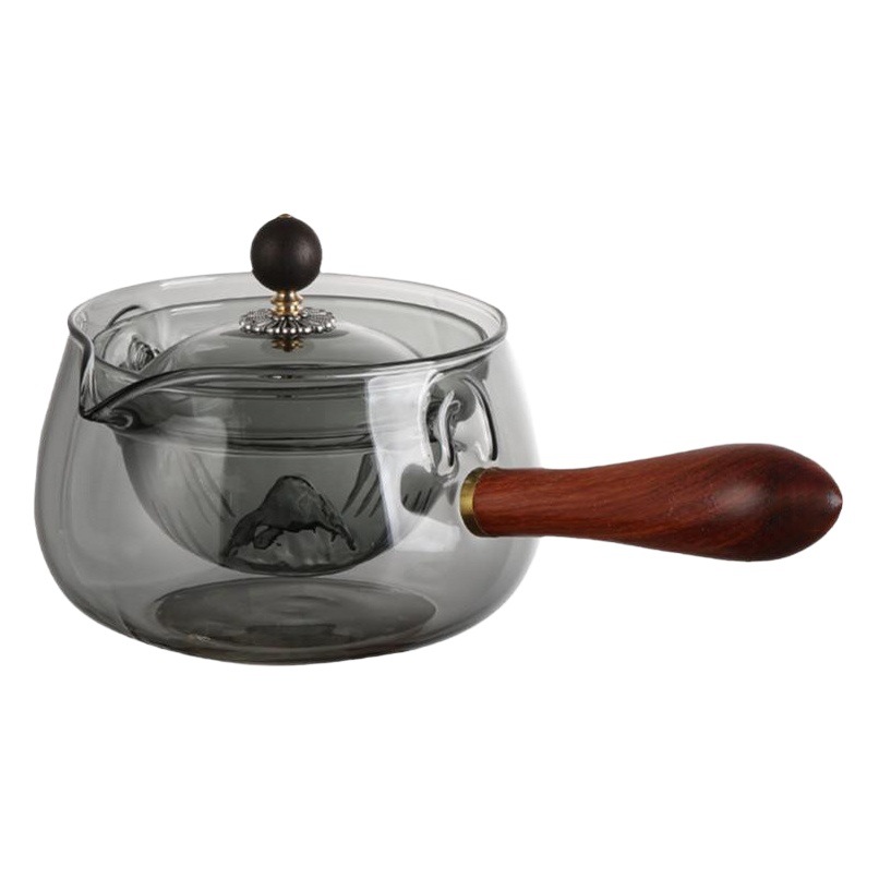 Xiaoyao olla de alta temperatura resistente tetera de vidrio tetera hogar mango lateral tetera de vidrio pequeña verde naranja tetera especial