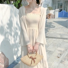 沙滩仙女裙外套/雪纺连衣裙春夏季甜美中长款韩版吊带裙子女学生