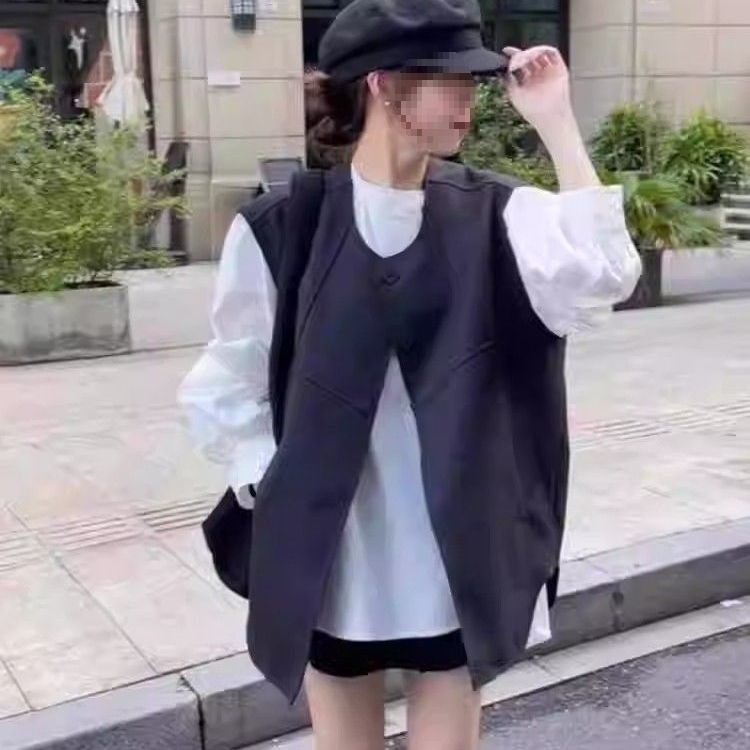 复古毛边西装马甲外套女欧洲站2025早秋新款欧货女装设计感上衣潮|undefined