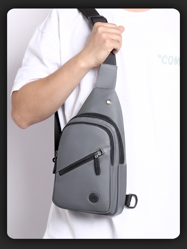 New water-repellent leather film chest bag for men, large-capacity multi-layer adjustable shoulder strap crossbody bag for cross-border use undefined