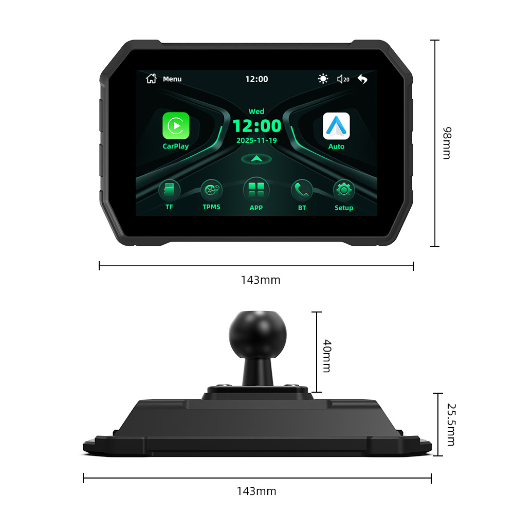 5inch Motorcycle Carplay Portable Cycling Navigation Screen Mobile Phone Carplay/Android Auto Interconnection