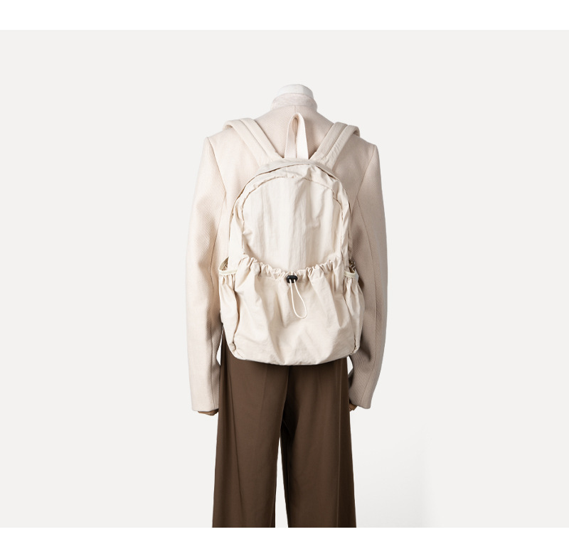 Koreanische Nische Instagram wasserdichter Nylongewebe-Rucksack mit Kordelzug für Damen, vielseitig, leicht, große Kapazität für Studenten_voghion.com