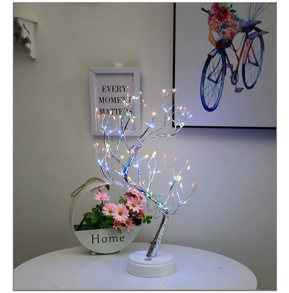 108 head four-color silver branch copper wire lamp + USB