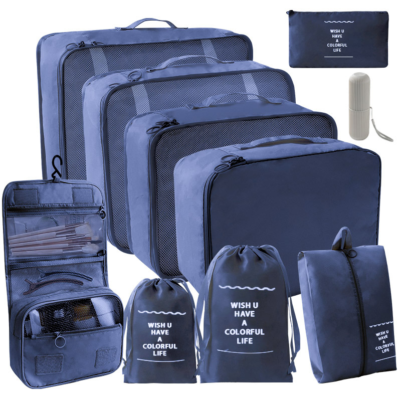 네이비 후크 백 10 장 세트 [7 장 세트 + 소묶음 포켓 + 후크 백 + 워시 컵]]