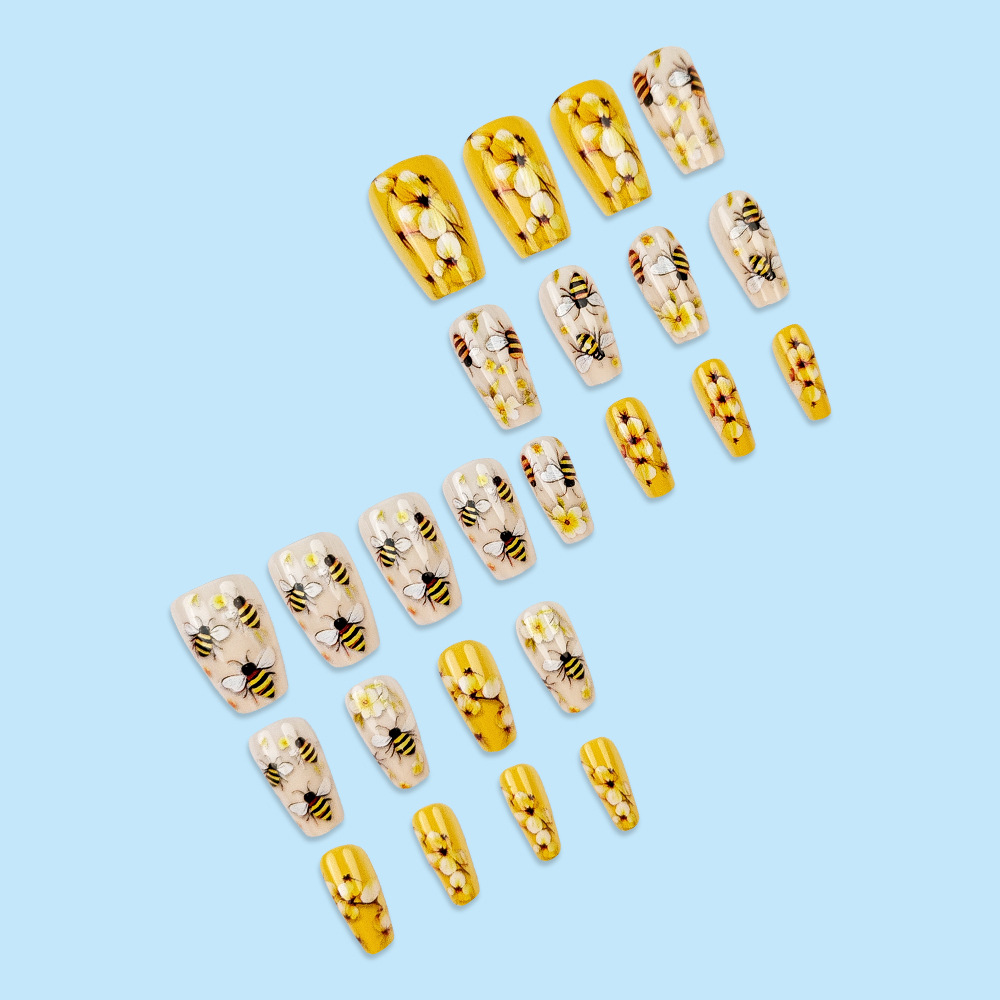 Cutie bumblebee comercio exterior simple flor parche de uñas productos terminados al por mayor venta en caliente transfronteriza usar uñas