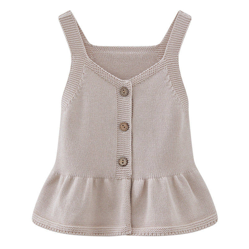 2025 vestido de chaleco de tirantes de algodón de lana para niños coreanos primavera y otoño chaleco de punto para niñas suéter cárdigan
