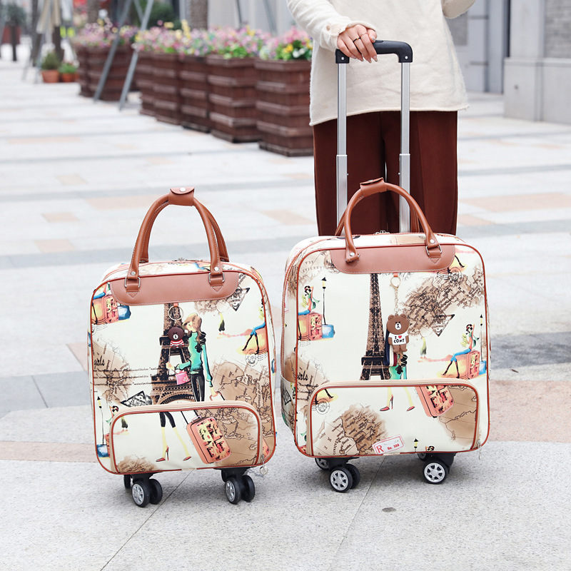 Universal wheel trolley bag portable boarding case Korean style handbag waterproof PU suitcase short-distance travel bag Universal wheel trolley bag portable boarding case Korean style handbag waterproof PU suitcase short-distance travel bag