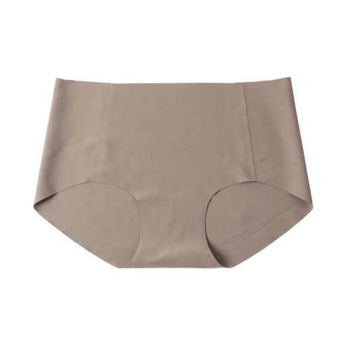 Plain muscle seamless breathable mid-waist women's underwear solid color tummy control buttocks pure cotton crotch seamless briefs summer briefs