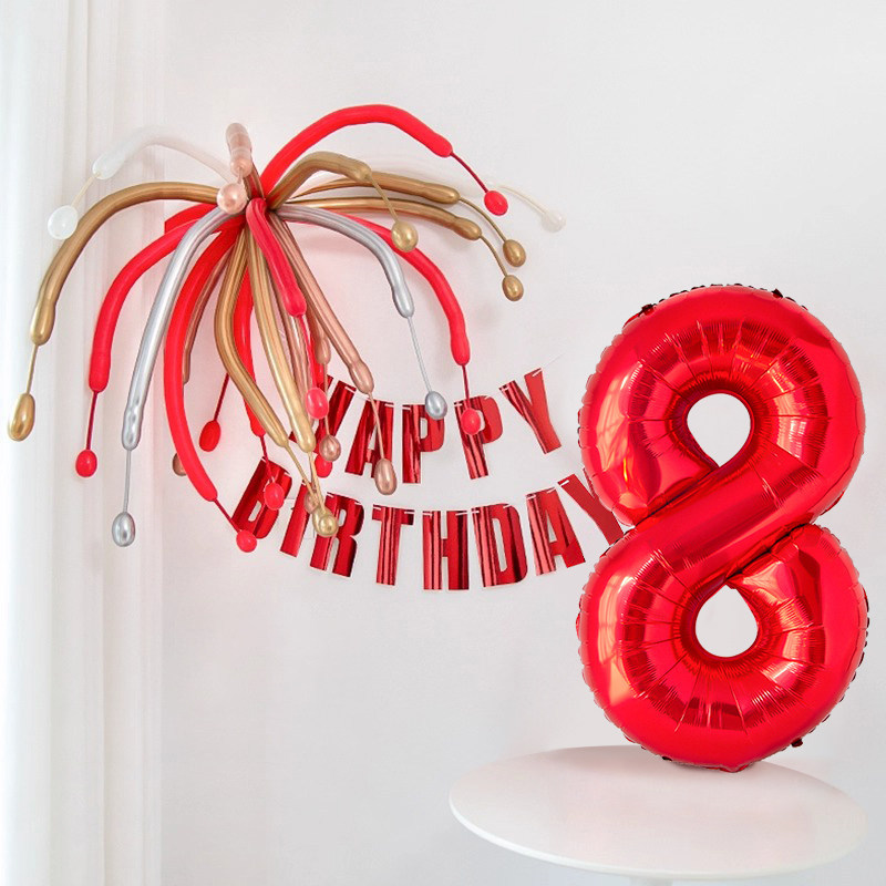 Cartel cumpleaños decoración 1 cumpleaños rojo y oro fuegos_voghion.com