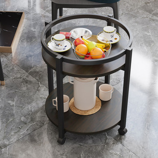 Mahjong Machine Coffee Table Chess and Card Room with Ashtray Tea Rack Mahjong Table Side Table Movable Double-Layer Round Tea Table