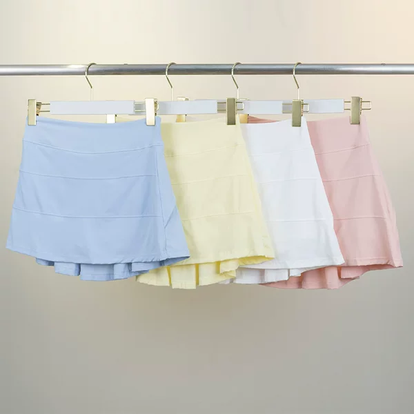 Lulu Sports Skirt Women's Summer Thin Fitness Running Anti-walking False Two-piece High Waist Pleated Skirt Yoga Skirt