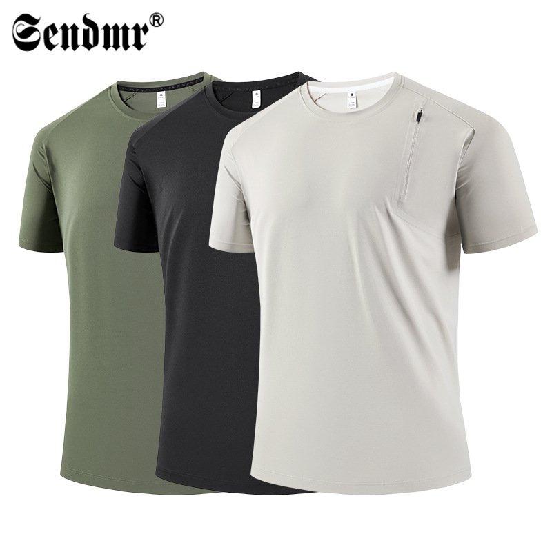 Dijia's Same Style Ice Silk Quick-Drying Outdoor Sports Fitness Men's Short-Sleeved T-Shirt Round Neck Breathable Running Top Men's T-Shirt Dijia's Same Style Ice Silk Quick-Drying Outdoor Sports Fitness Men's Short-Sleeved T-Shirt Round Neck Breathable Running Top Men's T-Shirt
