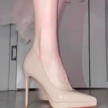 裸色防水台高跟鞋女2025新款夏细跟气质御姐性感尖头气质时装单鞋