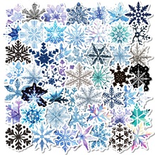 爆款热卖50张淡色系雪花涂鸦贴纸圣诞节装饰笔记本电动车贴画批发
