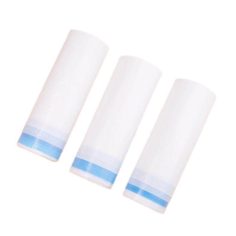 Suministro directo de fábrica blanco lechoso cordón bolsa de basura cuerda azul bolsa de plástico portátil en stock al por mayor