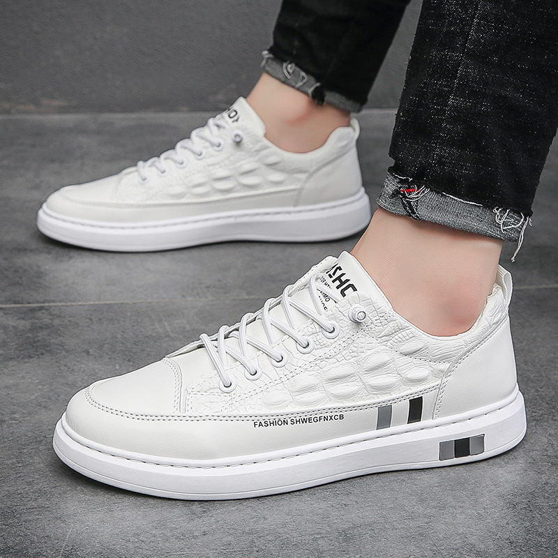 x52P秋季新款小白鞋鳄鱼纹皮面韩版潮流休闲板鞋低帮一件