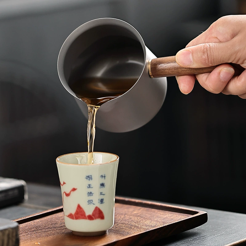 Tea cup from natural wood, travel tea set for traveling with accessories