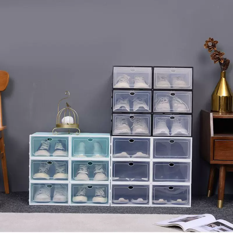 塑料鞋盒透明收纳盒家用省空间鞋柜门口收纳柜一体靠墙鞋架可防尘