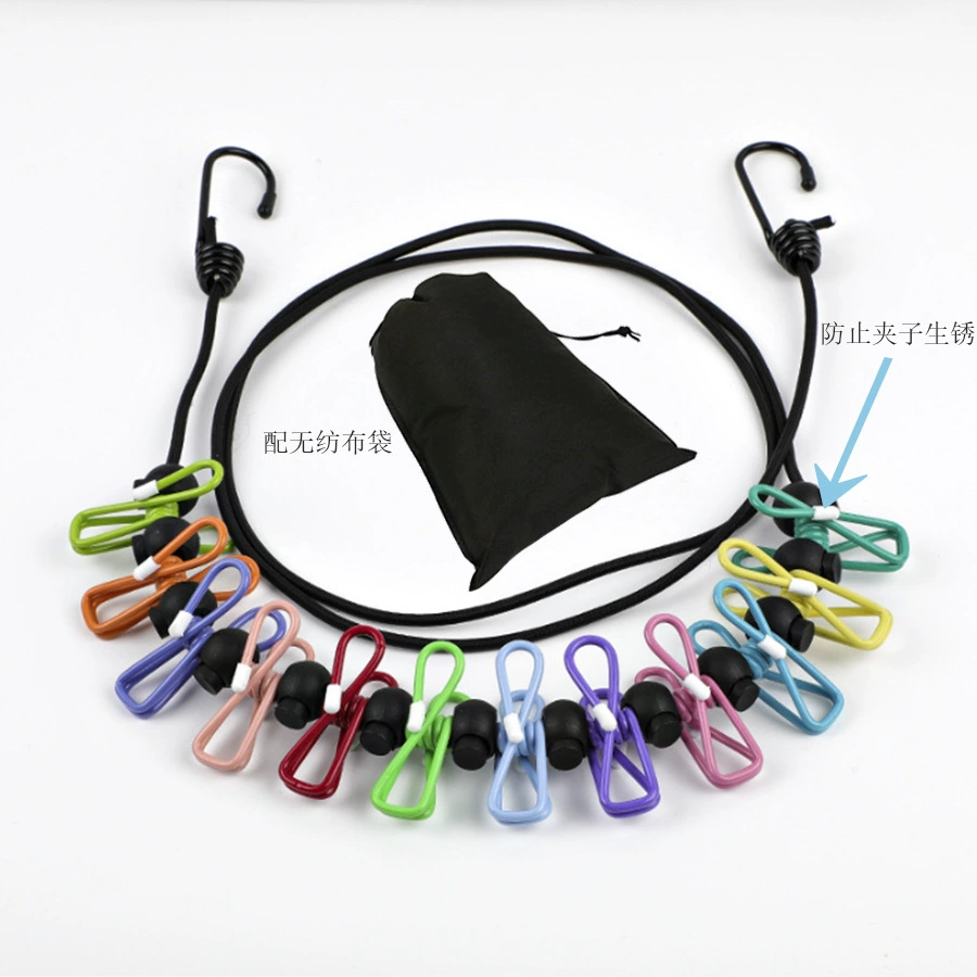 Маркировка от имени ослепительного наружного латекса эластичные веревки для путешествий Портативная ветрозащитная цветная веревка для одежды от нескользящие пряжки