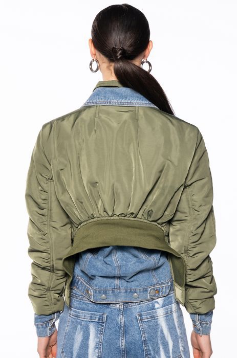 Women's Denim Jacket Loose Colour Block Cotton Coat For Women_voghion.com