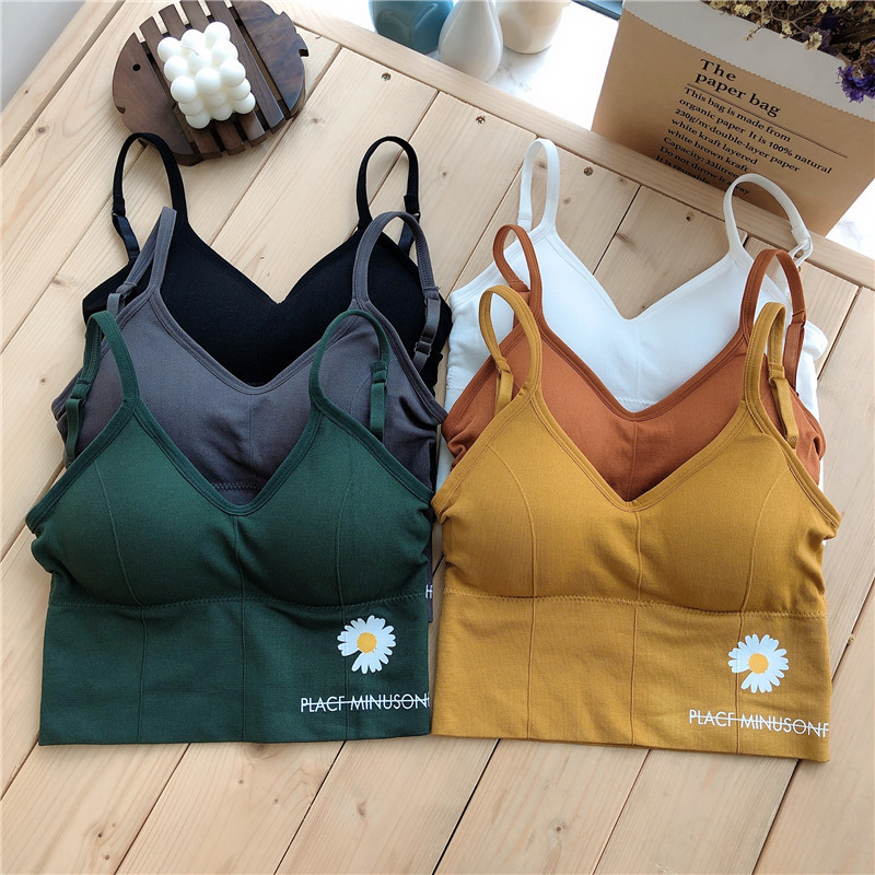 Kaka Same Style Small Daisy Beautiful Back Large u-shaped Sling Wrapped Chest Strapless Outer Wearing Bottoming Non-rimmed Vest Underwear Women's Underwear
