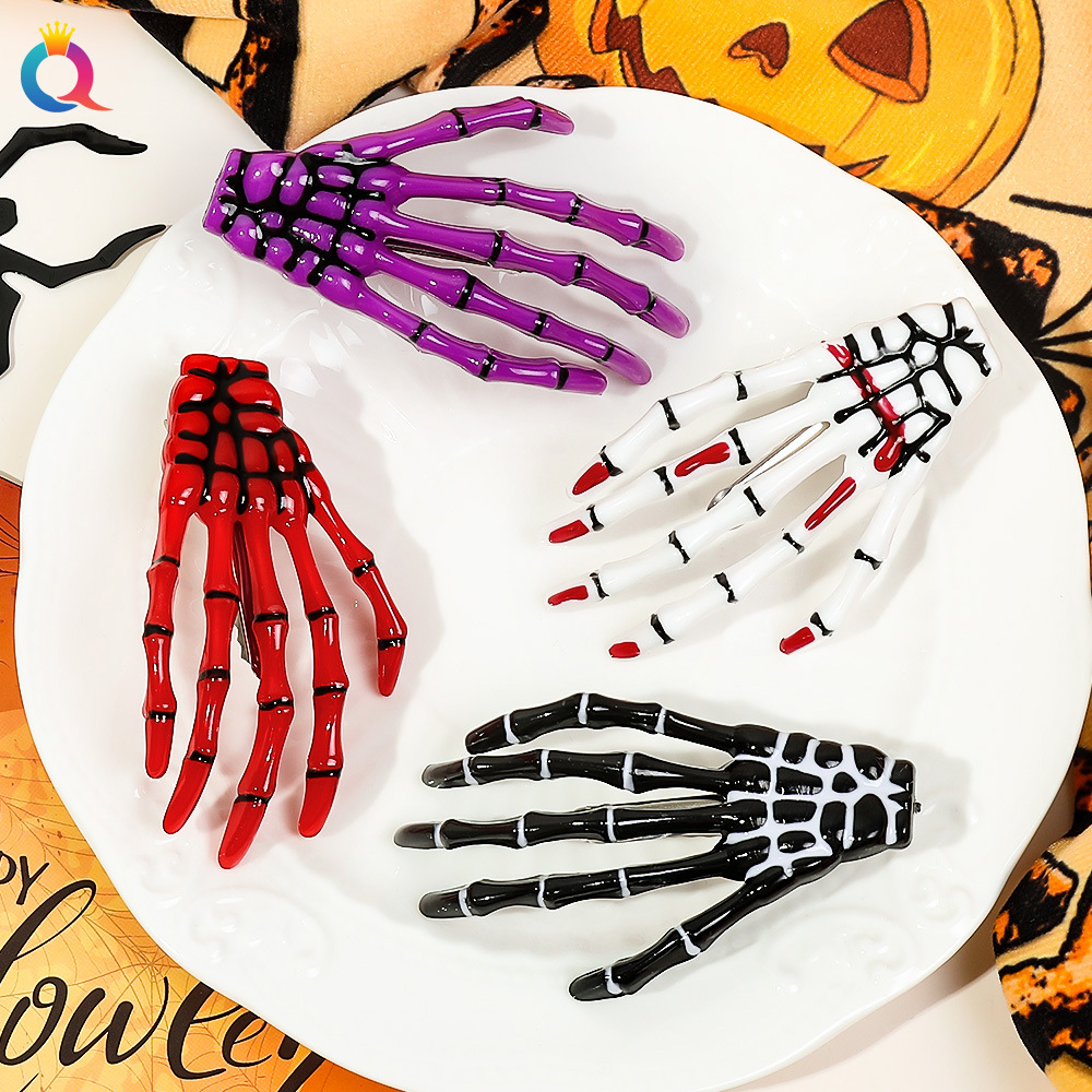 11g Weight Hair Clip Hair Accessories Type 1 Piece Quantity Daily, Festival Occasion Alloy Material Halloween Festival Ghost Hand Pattern Women's Gender Hip-Hop Style Halloween Hip-Hop Women's Ghost Hand Alloy Hair Clip 3
