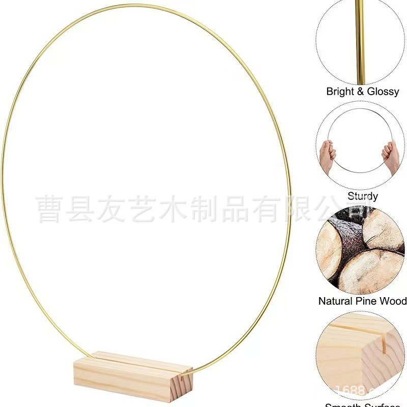 クロスボーダーゴールデンフープドリームキャッチャー木製ベースフープ装飾結婚式の小道具テーブルセンター木製ガーランド装飾品|undefined