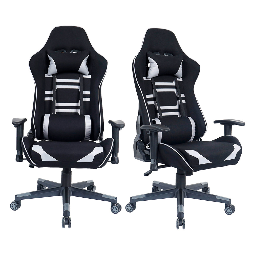 Silla ergonómica de los e-deportes de la barra de Internet Silla de tela del juego del recliner gris negro del jugador de la Oficina 7283