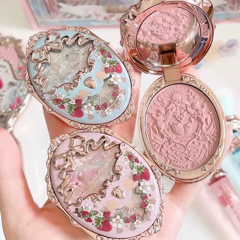Flower Knowledge Cranberry Mary Blush Strawberry Rococo Relief Expansion Composition Color-Developing Matte Powder Fine Eyebrow Brush