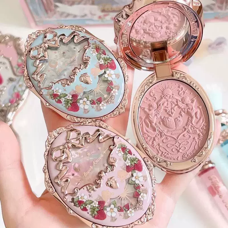 Flower Knowledge Cranberry Mary Blush Strawberry Rococo Relief Expansion Composition Color-Developing Matte Powder Fine Eyebrow Brush