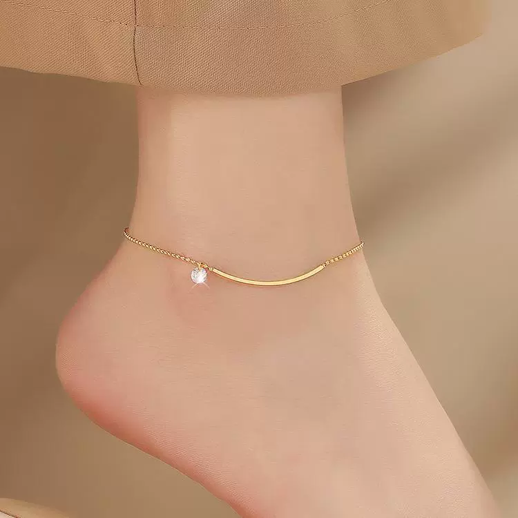 Французский высококачественный циркониевый браслет на щиколотке, Женский Летний Новый Простой цветной декор для ног, модная цепочка для ног от Интернет-знаменитостей