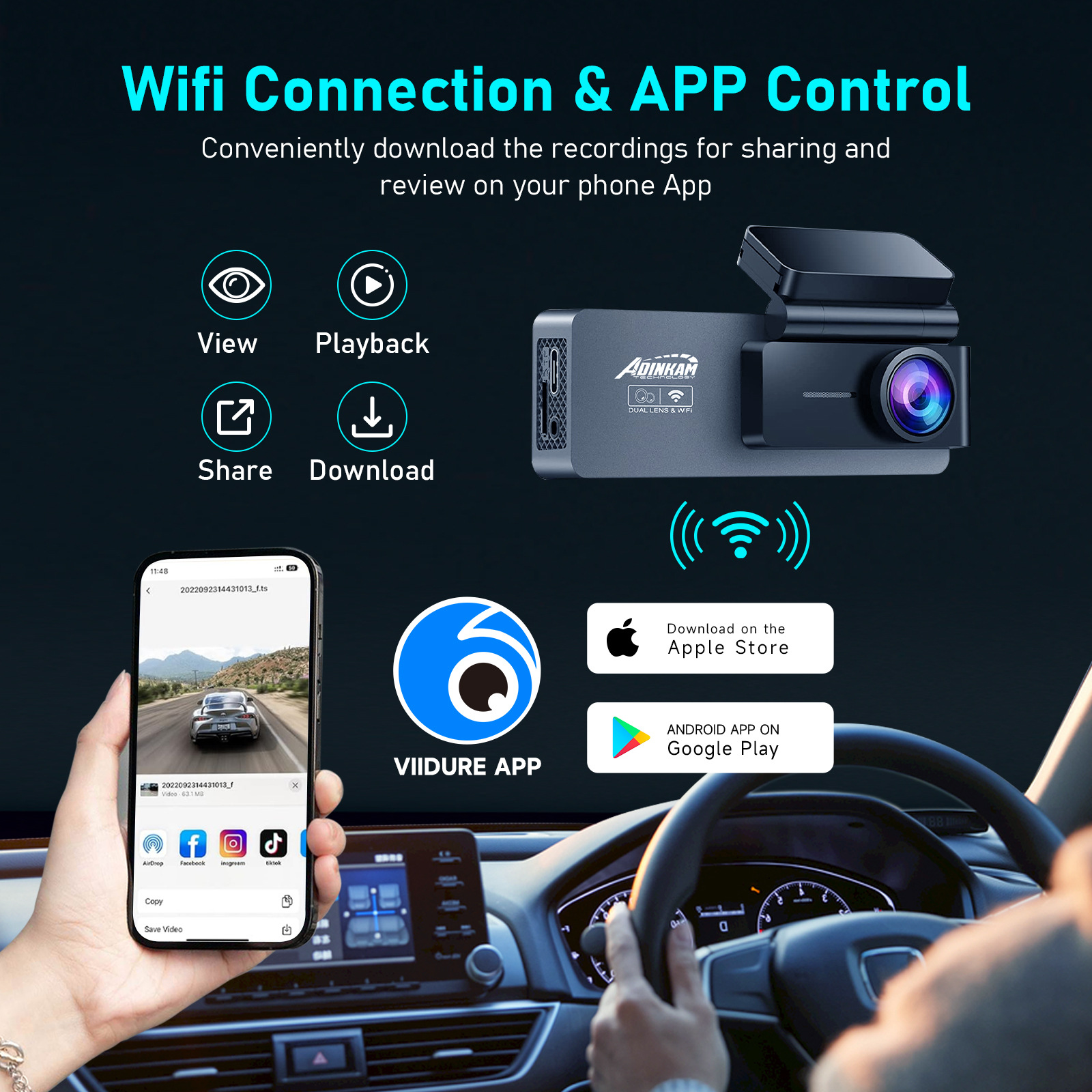 Cross-border dedicated to the new screen exquisite driving recorder 4K HD front and rear dual recording built-in WIFI night vision