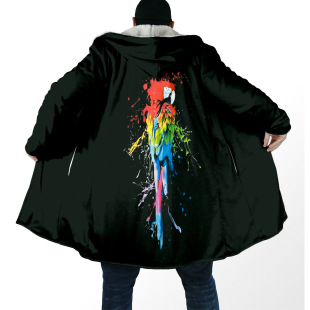 Cross-Border Men's Outwear Mid-Length 3D Digital Animal Print Cashmere Outwear Men's High-End Windbreaker Jacket