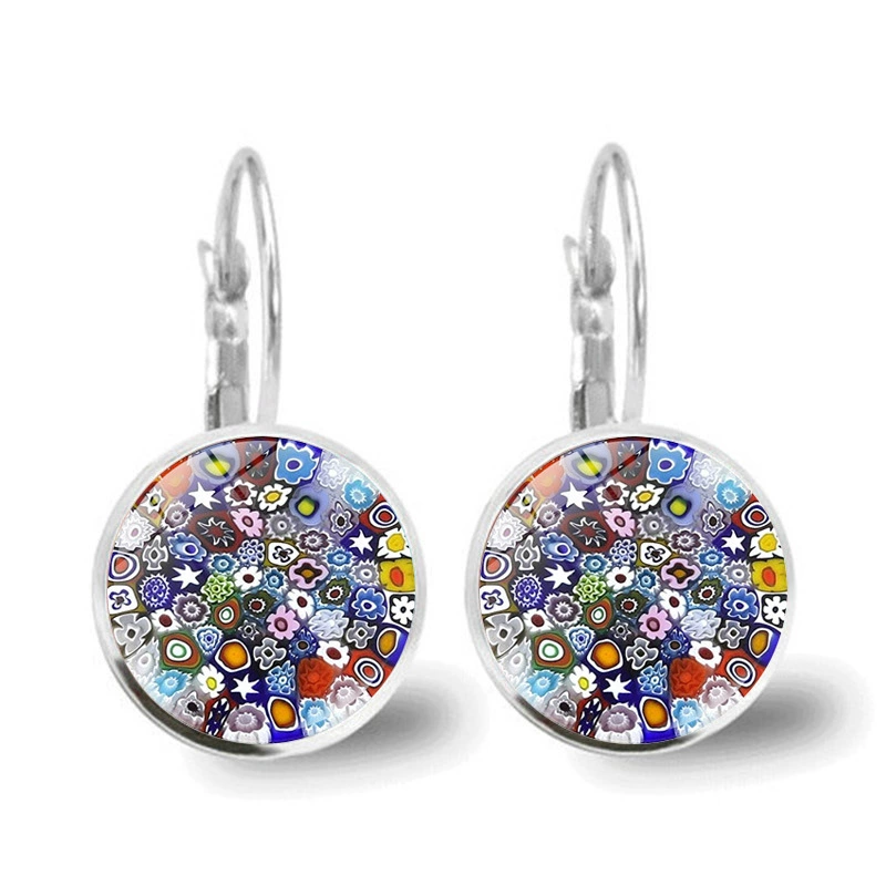 Glass silver earrings, Italy, France, french style