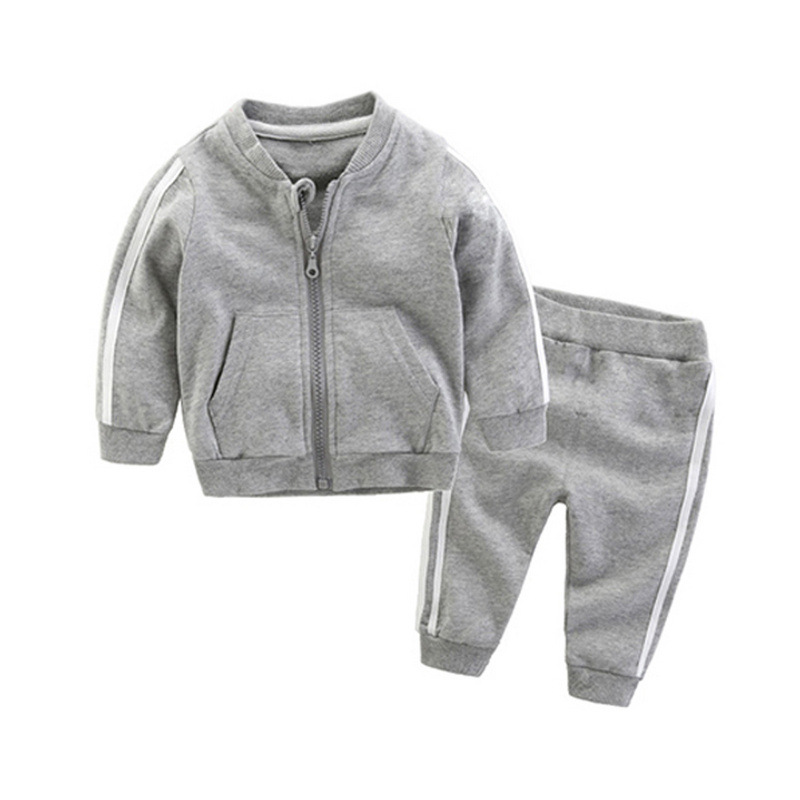 Versión coreana del bebé bebé de manga larga de punto en contraste color cremallera ropa de otoño traje deportivo pantalones cómodos ropa de niños transfronterizos kids image 7
