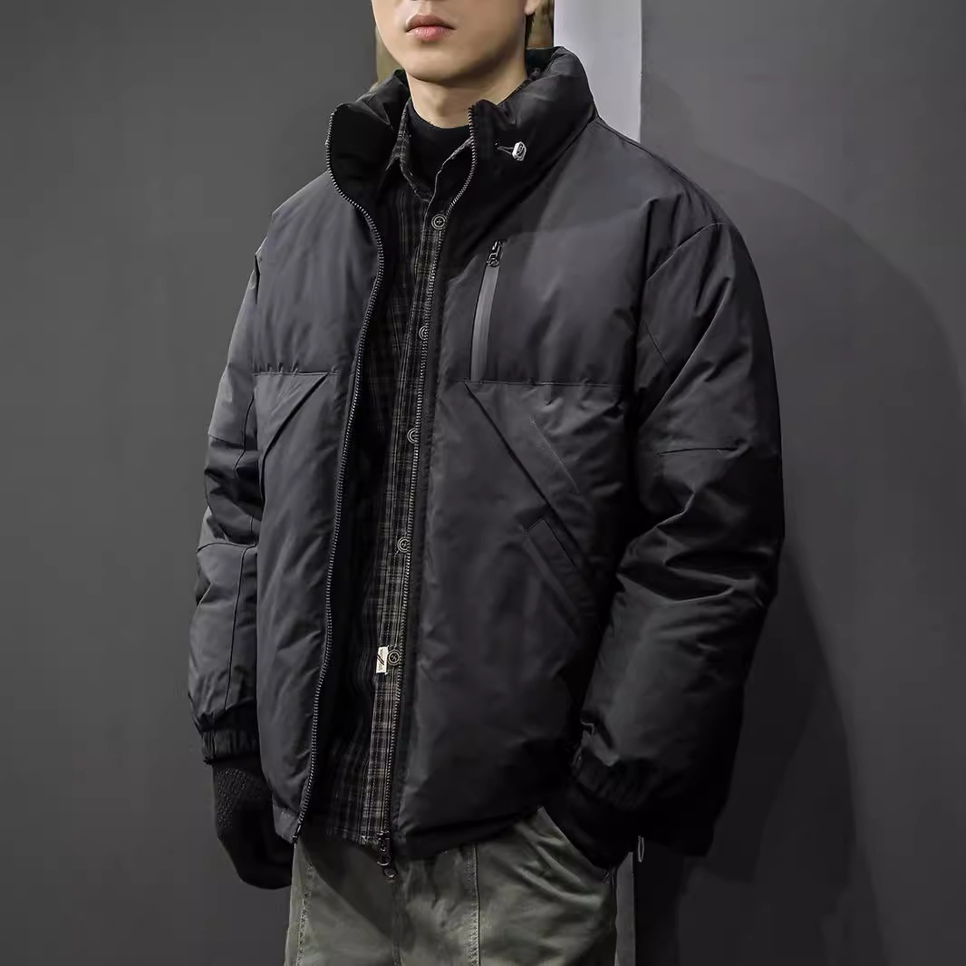Men's Down Jacket Warm Winter Coat Stand Collar Large Size_voghion.com