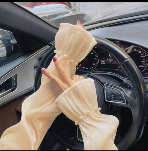Internet-famous best-selling driving sun protection pearl sleeves—thin ice silk style, breathable, UV-resistant, and sun-shielding ice sleeves for summer.