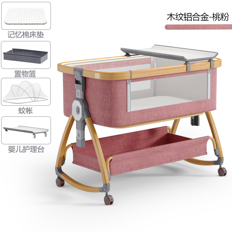 Cuna de bebé recién nacido cama costura Cama grande Baby Shaker BB cama de los niños cuna cama multifuncional móvil plegable