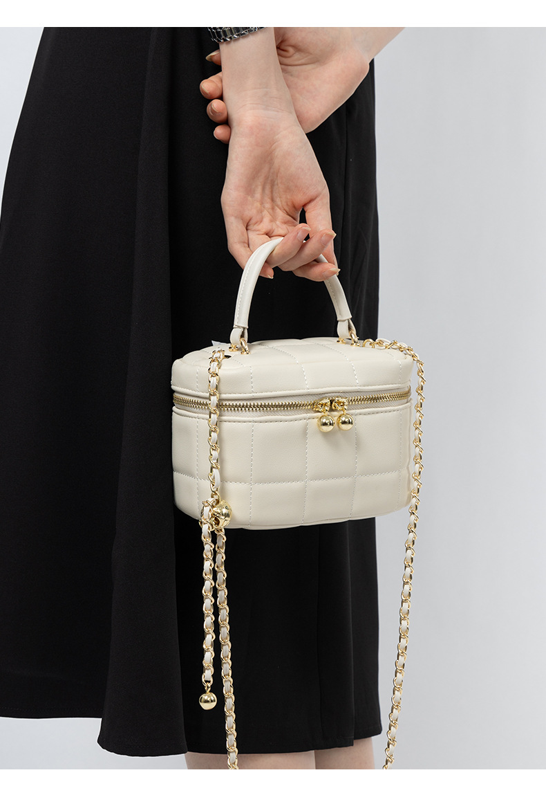 Elegante borsa a scatola in pelle trapuntata con tracolla a catena - Versatile borsa a tracolla e a spalla per donna_voghion.com