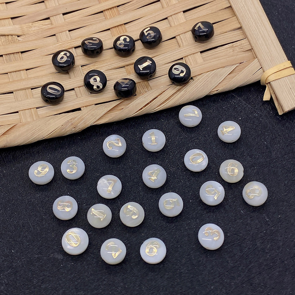 1 Piece Diameter 8mm Shell Round Number Beads display picture 4